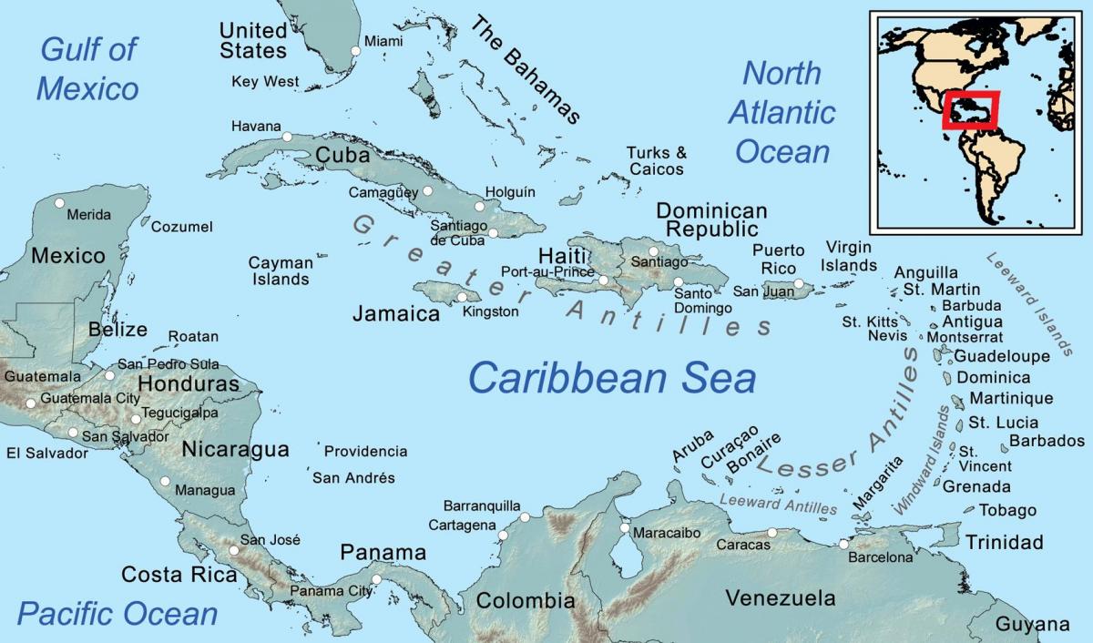 žemėlapis jamaika ir aplinkinių salų
