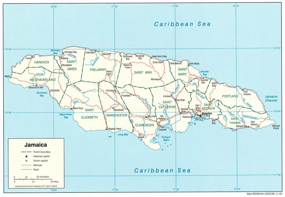 jamaikos gatvių žemėlapis