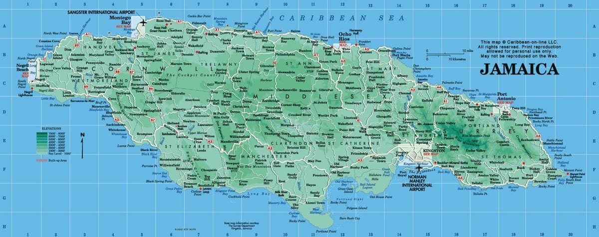 žemėlapis jamaika