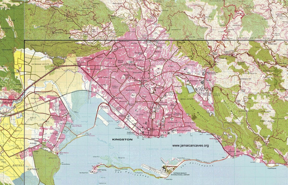 kingston jamaica žemėlapyje
