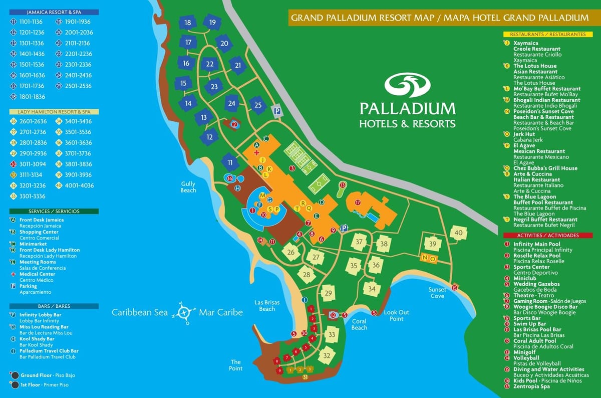 Žemėlapis grand palladium jamaica resort