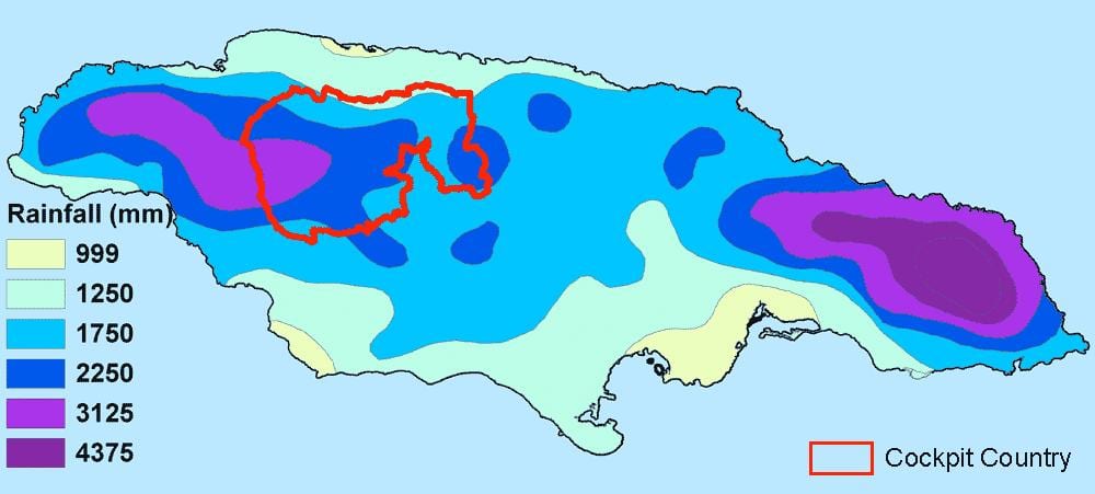 Žemėlapis jamaika klimato
