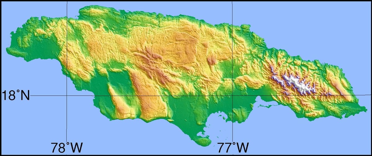 Žemėlapis topografinis jamaika