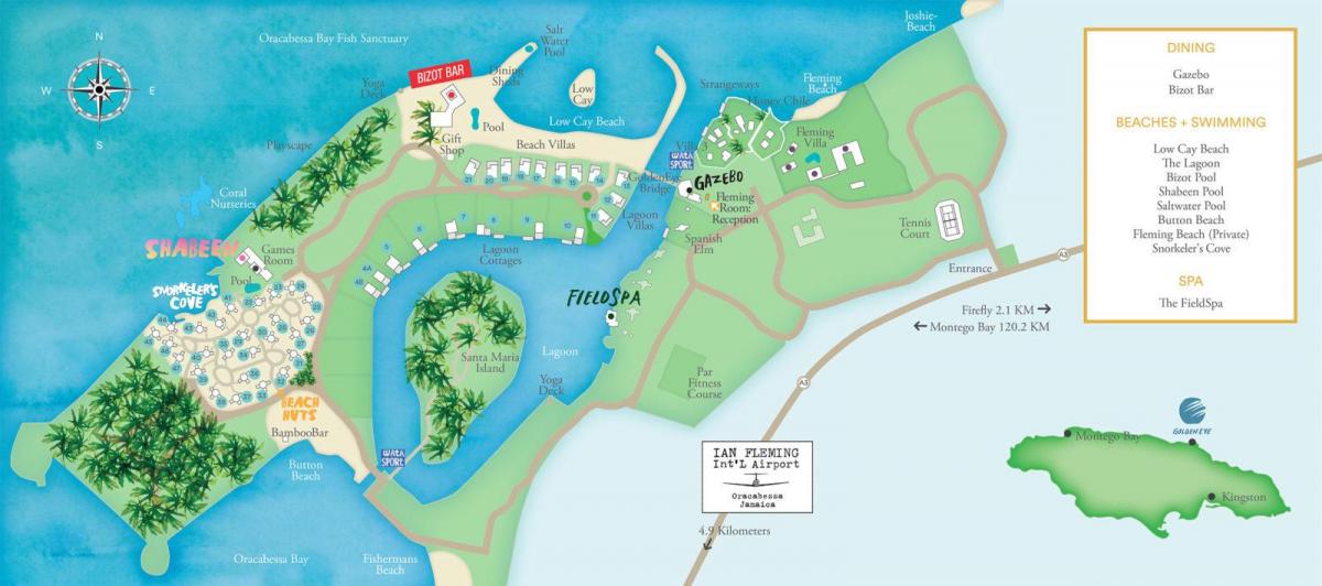 Žemėlapis jamaikos kurortai